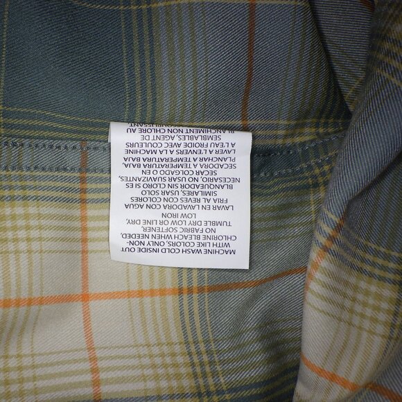 NWT Wrangler Mens Long Sleeve Dress Shirt Sz Lg Plaid Western Green Beige Pocket - Picture 6 of 9